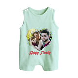 Happy Family Romper suit/Sleeveless Romper | Personalized Family Romper suit/Sleeveless Romper for Kids - MINT GREEN - 0 - 5 Months Old (Chest 18")