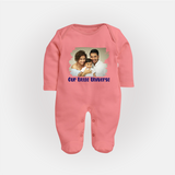 Our Little Universe Sleep suit/full sleeve body suit | Custom Family Sleep suit/full sleeve body suit Celebrating Your Little World - PEACH - New Born (Chest 7.5")