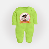 Unbreakable Bond Sleep suit/full sleeve body suit | Personalized Family Sleep suit/full sleeve body suit for Strong Connections - LIME GREEN - New Born (Chest 7.5")