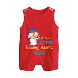 Future Doctor Romper Suit | Custom Printed Name Romper Suit - RED - 0 - 5 Months Old (Chest 18")