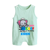 Future Chef Romper Suit | Soft Cotton Personalized Romper Suit - MINT GREEN - 0 - 5 Months Old (Chest 18")