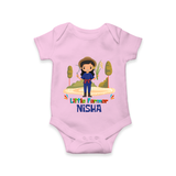 Future Farmer Romper / Onesie | Soft Cotton Personalized Romper / Onesie - BABY PINK - New Born (Chest 14")