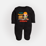 Future Engineer Sleep Suit | Soft Cotton Custom Name Sleep Suit - BLACK - New Born (Chest 7.5")