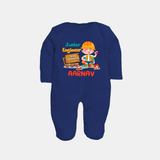 Future Engineer Sleep Suit | Soft Cotton Custom Name Sleep Suit - NAVY BLUE - New Born (Chest 7.5")