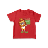 Future Tiny Teacher T-Shirt | Personalized T-Shirt for Babies - RED - 0-5 Months Old (Chest 17")