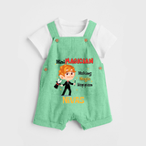 Future Mini Magician Dungaree Set | Personalized Profession Dungaree Set - GREEN - 0 - 5 Months Old (Chest 18")