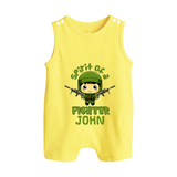 Future Fighter Romper Suit | Custom Name Romper Suit for Infants - PASTEL YELLOW - 0 - 5 Months Old (Chest 18")