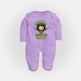 Future Fighter Sleep Suit | Custom Name Baby Sleep Suit - LILAC - New Born (Chest 7.5")