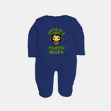 Future Fighter Sleep Suit | Custom Name Baby Sleep Suit - NAVY BLUE - New Born (Chest 7.5")