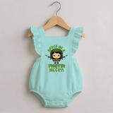 Future Fighter Romper Frock | Custom Name Baby Romper Frock - MINT GREEN - 0 - 3 Months Old (Chest 19")