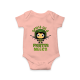 Future Fighter Romper / Onesie | Custom Name Baby Romper / Onesie - PEACH - New Born (Chest 14")