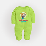 Future Lawyer Sleep Suit | Custom Name Baby Sleep Suit - LIME GREEN - New Born (Chest 7.5")