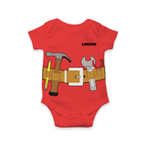 Little Builder Romper | Personalized Baby Romper with Tool Set Design - RED - New Born (Chest 14")