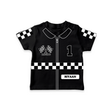 Personalized Little Racer T-shirt | Custom T-shirt for Your Future Driver - BLACK - 0-5 Months Old (Chest 17")