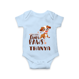 My Hero Has Paws Romper/onesie | Personalized Baby Romper/onesie for Dog Lovers - BABY BLUE - New Born (Chest 14")