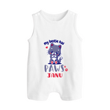 My Bestie Has Paws Romper Suit/Sleeveless Romper | Custom Baby Romper Suit/Sleeveless Romper for Animal Lovers - WHITE - 0 - 5 Months Old (Chest 18")