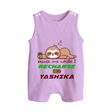 Excuse Me While I Recharge Romper Suit/Sleeveless Romper | Personalized Baby Romper Suit/Sleeveless Romper for Resting - LILAC - 0 - 5 Months Old (Chest 18")