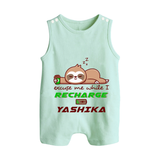 Excuse Me While I Recharge Romper Suit/Sleeveless Romper | Personalized Baby Romper Suit/Sleeveless Romper for Resting - MINT GREEN - 0 - 5 Months Old (Chest 18")
