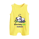 Tired of Being Cute Romper Suit/Sleeveless Romper | Custom Baby Romper Suit/Sleeveless Romper for Adorable Little Ones - PASTEL YELLOW - 0 - 5 Months Old (Chest 18")