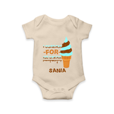 I Scream for Ice Cream Romper/onesie | Personalized Baby Romper/onesie for Sweet Tooth Kids - IVORY - New Born (Chest 14")