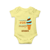 I Scream for Ice Cream Romper/onesie | Personalized Baby Romper/onesie for Sweet Tooth Kids - PASTEL YELLOW - New Born (Chest 14")
