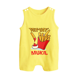 Fry-Yay Romper Suit/Sleeveless Romper | Personalized Baby Romper Suit/Sleeveless Romper for Fun Fridays - PASTEL YELLOW - 0 - 5 Months Old (Chest 18")