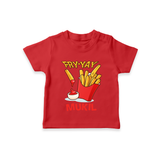 Fry-Yay T-shirt | Personalized Baby T-shirt for Fun Fridays - RED - 0-5 Months Old (Chest 17")
