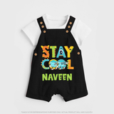 Stay Cool Dungaree Set | Custom Baby Dungaree Set for Chill Kids - BLACK - 0 - 5 Months Old (Chest 18")