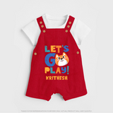 Let's Go Play Dungaree Set | Custom Baby Dungaree Set for Active Little Ones - RED - 0 - 5 Months Old (Chest 18")