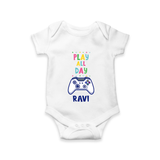 Play All Day Romper/onesie | Personalized Baby Romper/onesie for Busy Bees - WHITE - New Born (Chest 14")