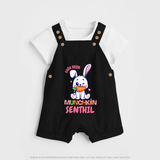 Cute Little Munchkin Dungaree Set | Personalized Baby Dungaree Set for Adorable Kids - BLACK - 0 - 5 Months Old (Chest 18")