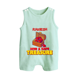 Mom and Dad's Treasure Romper Suit/Sleeveless Romper | Personalized Baby Romper Suit/Sleeveless Romper for Cherished Kids - MINT GREEN - 0 - 5 Months Old (Chest 18")