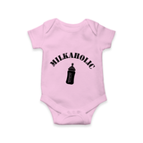 Milkaholic Romper | Personalized Baby Romper for Milk Lovers - BABY PINK - New Born (Chest 14")