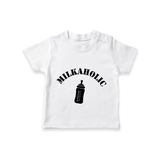 Milkaholic TShirt | Personalized Baby TShirt for Milk Lovers - WHITE - 0-5 Months Old (Chest 17")