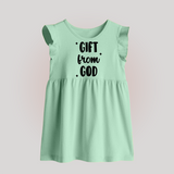 Gift From God Baby Frock | Custom BabyFrock for Your Little Miracle - MINT GREEN - 0 - 3 Months Old (Chest 17")