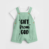 Gift From God Dungaree | Custom Baby Dungaree for Your Little Miracle - MINT GREEN - 0 - 5 Months Old (Chest 18")