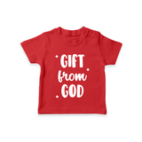 Gift From God TShirt | Custom Baby TShirt for Your Little Miracle - RED - 0-5 Months Old (Chest 17")