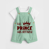 The Prince Has Arrived Dungaree | Custom Baby Dungaree for Your Little Prince - MINT GREEN - 0 - 5 Months Old (Chest 18")