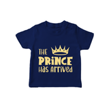 The Prince Has Arrived TShirt | Custom Baby TShirt for Your Little Prince - NAVY BLUE - 0-5 Months Old (Chest 17")