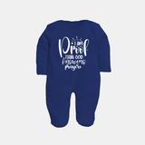 I Am Proof That God Answers Prayers Sleep Suit | Custom Baby Sleep Suit for Your Little Miracle - NAVY BLUE - New Born (Chest 7.5")