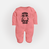 Cutest Alarm Clock Sleep Suit | Personalized Baby Sleep Suit for the Sleepyheads - PEACH - New Born (Chest 7.5")