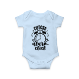Cutest Alarm Clock Romper | Personalized Baby Romper for the Sleepyheads - BABY BLUE - New Born (Chest 14")