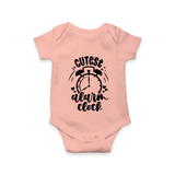 Cutest Alarm Clock Romper | Personalized Baby Romper for the Sleepyheads - PEACH - New Born (Chest 14")