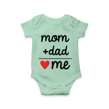 Mom + Dad Romper | Custom Baby Romper Celebrating Family Love - MINT GREEN - New Born (Chest 14")