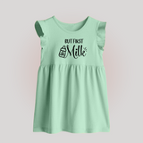 But First Milk Baby Frock | Custom BabyFrock for Milk Lovers - MINT GREEN - 0 - 3 Months Old (Chest 17")
