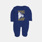 Daddy's New Riding Buddy Sleep Suit | Personalized Baby Sleep Suit for Daddy's Little Partner - NAVY BLUE - New Born (Chest 7.5")