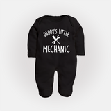 Daddy's Little Mechanic Sleep Suit | Custom Baby Sleep Suit for Daddy's Helper - BLACK - New Born (Chest 7.5")
