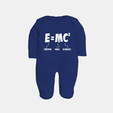 E=MC^2 Sleep Suit | Personalized Baby Sleep Suit for the Little Genius - NAVY BLUE - New Born (Chest 7.5")