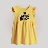 I'm Limited Edition Baby Frock | Custom BabyFrock for Your Unique Little One - PASTEL YELLOW - 0 - 3 Months Old (Chest 17")