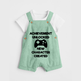 Achievement Unlocked New Character Created Dungaree | Custom Baby Dungaree for Milestones - MINT GREEN - 0 - 5 Months Old (Chest 18")
